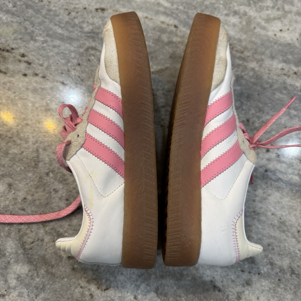 Adidas Samba White Pink Gum Casual Sneakers IE9109 Retro Lace Up Low Top Sz 9 - Picture 7 of 8